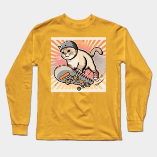 Skater Cat Long Sleeve T-Shirt